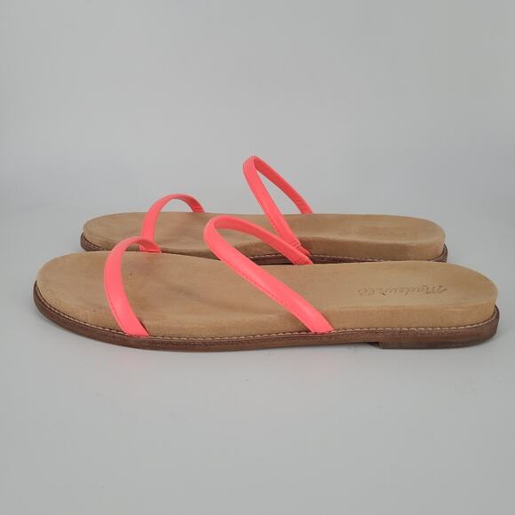 Madewell Neon Pink Double Strap Leather Sandals 10 - Picture 4 of 9